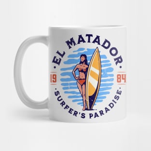 Vintage El Matador, California Surfer's Paradise // Retro Surfing 1980s Badge B Mug